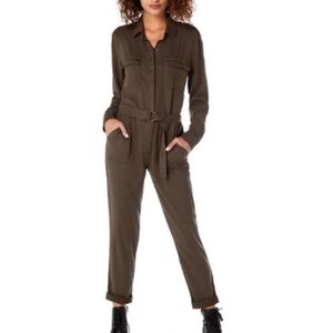 MICHAEL STARS Utility Jumpsuit Loden Olive Green Women's Size‎ XS Rayon Tencel